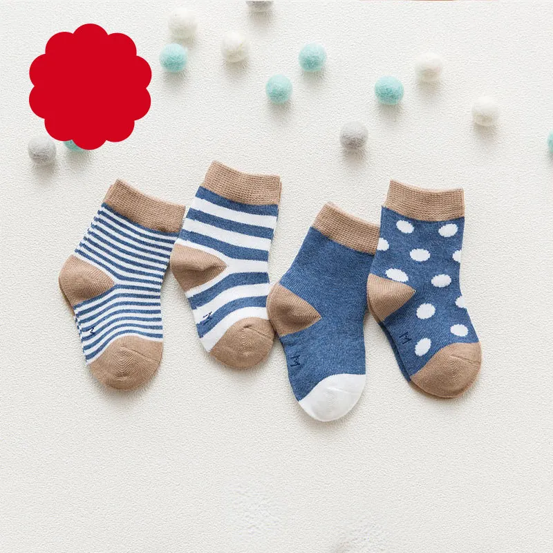 4 пары, высокое качество, удобные хлопковые носки для новорожденных с героями мультфильмов милые носки для маленьких мальчиков и девочек Miaoyoutong - Цвет: 905-niu