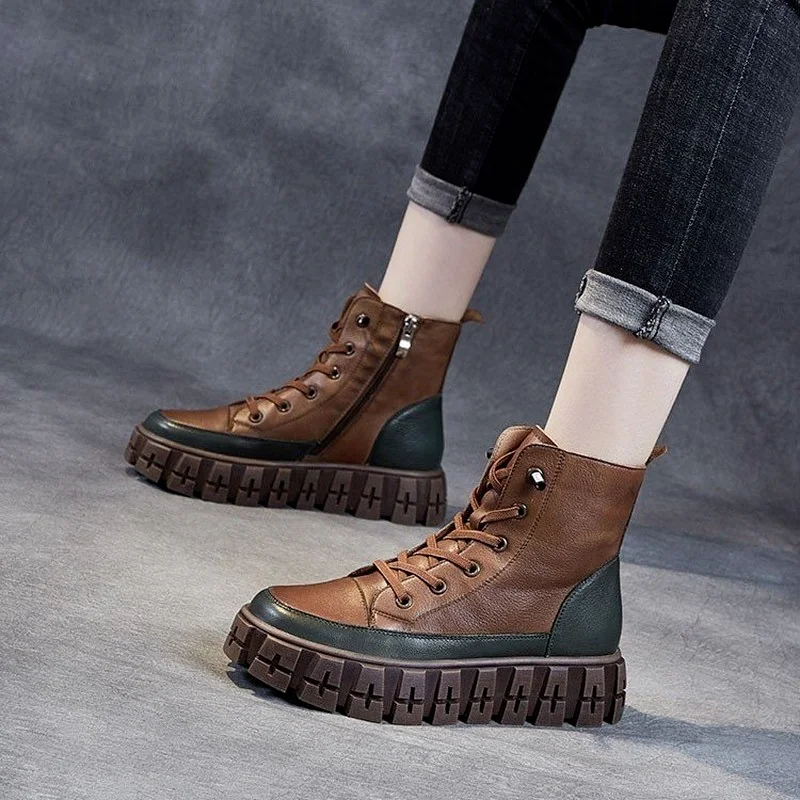 Женские ботильоны из натуральной кожи Martens брендовые ботинки на платформе в