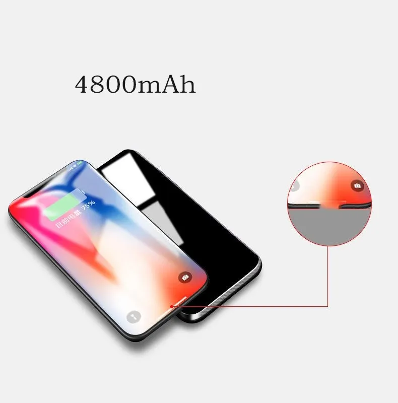 KQJYS 5000 мАч 9H закаленное стекло зарядное устройство чехлы для iPhone X Xs чехол