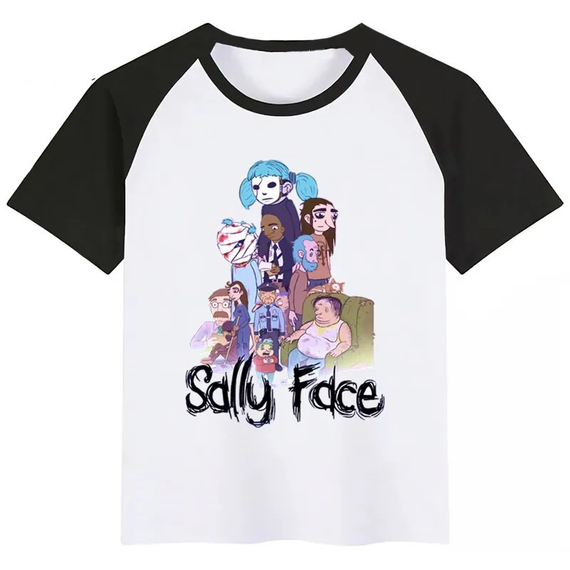 Sally Face/футболка для маленьких девочек летние повседневные футболки с короткими рукавами для мальчиков детские модные топы, летняя футболка для девочек