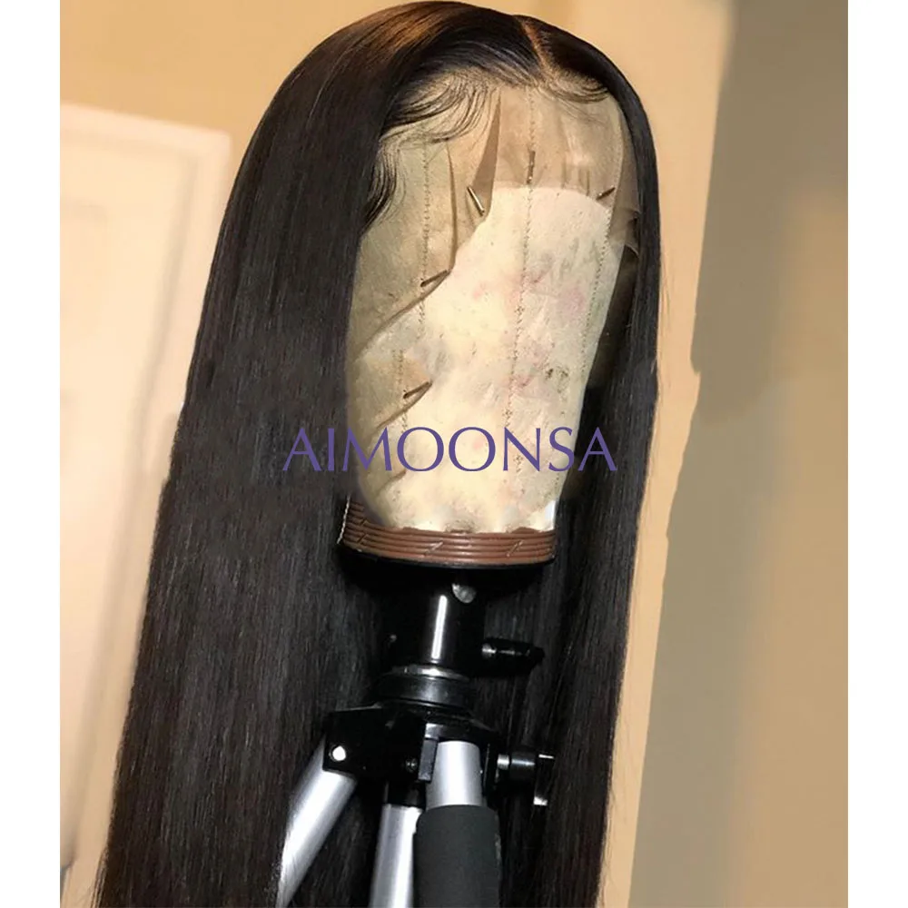 Поддельные волосы парик 360 кружева спереди незаметная шапочка под парик с длинными волосами прямые человеческие волосы парики предварительно сорванные глубокие части перуанские прямые волосы