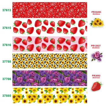 

Free shipping 50 yard per size flower ribbon printed grosgrain ribbon 37885