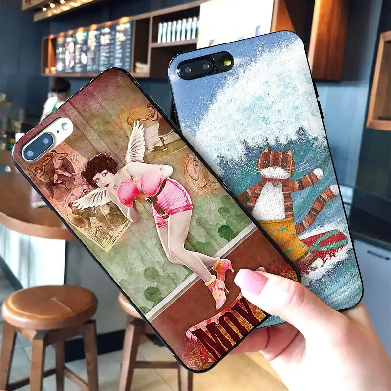Мягкий чехол с милым котом для iPhone 6 6S plus роскошный черный 5 5S SE 7 8 Plus X XS Max XR