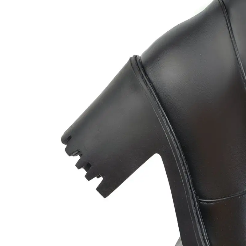 ZALAVOR Women Over Knee Boots Fashion Black White Winter Platform Boots Warm Fur Casual Lace High Heel Shoes Women Size 33-45