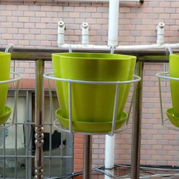 

Hanging Plant Iron Racks Balcony Round Flower Pot Rack Railing Fence Outdoor Black/White UND Sale