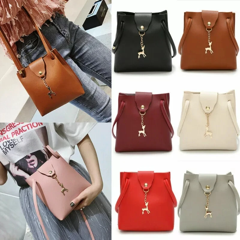 Bolso de mano de cuero con broche para mujer, bandolera de mensajero para fiesta
