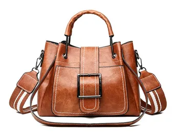 

Female 2020 New Retro Bucket Bag Wide Shoulder Bag Messenger Bags