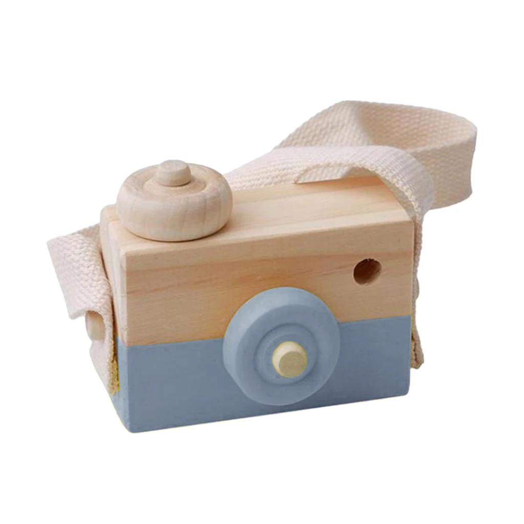 Wooden Mini Camera Toy Kids Nursery Room Hanging Decor Portable Toy Gift, 6 Colors for Choose