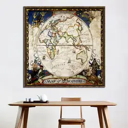 Carte de hémisphère orientale de 24x24 pouces, décor Vintage, peinture de décoration murale pour maison et bureau 