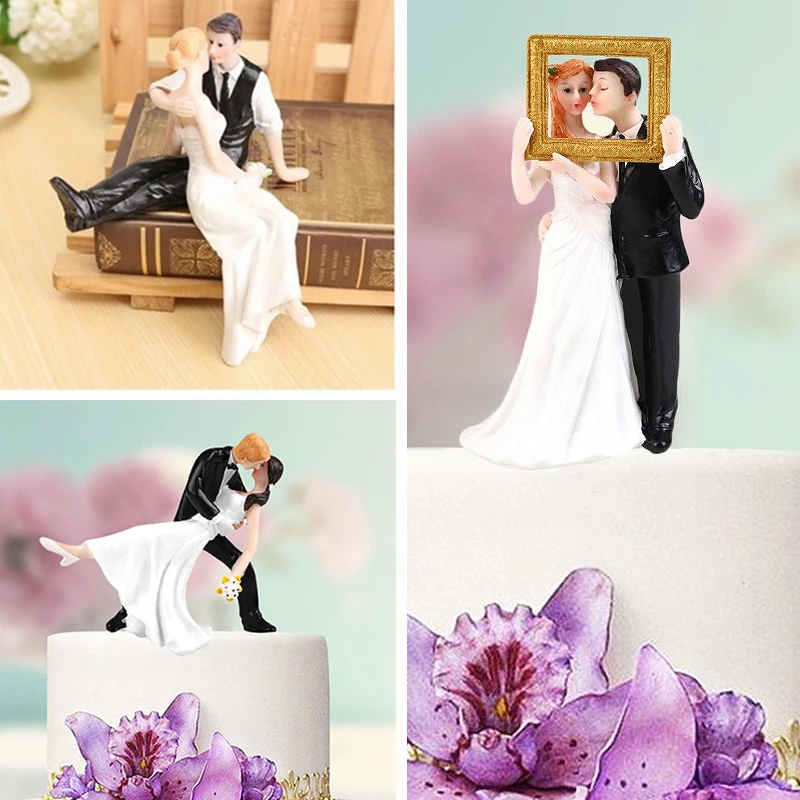 

Style Wedding Gift Collectible Figurines Gifts Bride&Groom Cake Topper Party Synthetic Wedding Cake Topper Figurine Resin