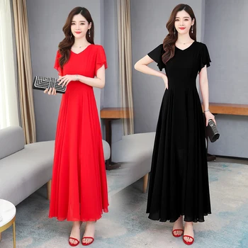 

Boho Dress Woman Elegant Summer Dress Women's Maxi Red Green Blue White Beach Dresses Ladies Sundress Female Clothes Vestidos