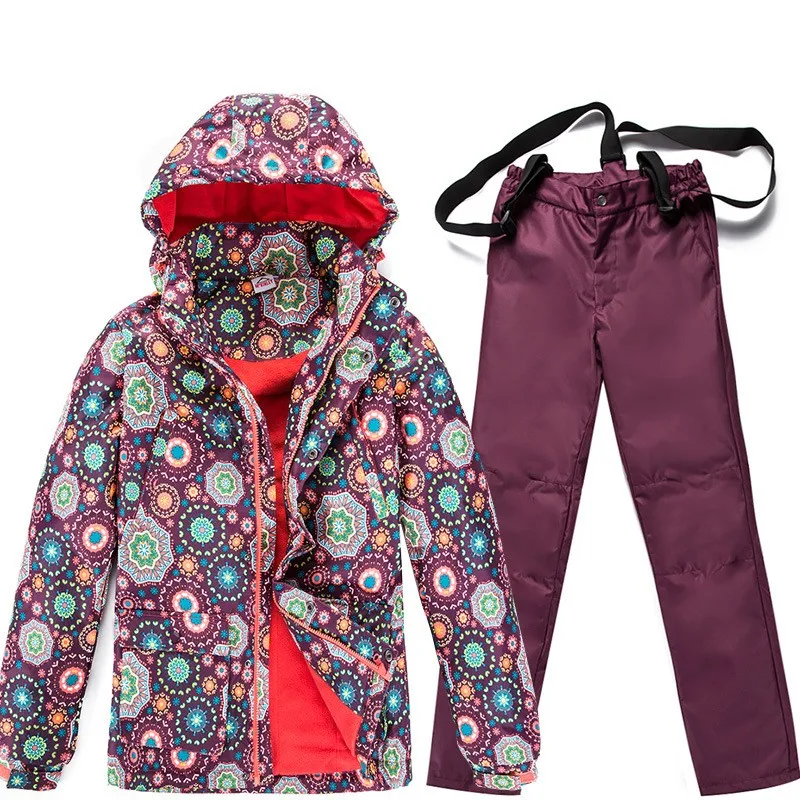 Зимняя куртка унисекс с капюшоном и принтом для катания на лыжах, комбинезон, комплект из двух предметов для влюбленных, толстый теплый ветрозащитный костюм для катания на сноуборде, S-2XL