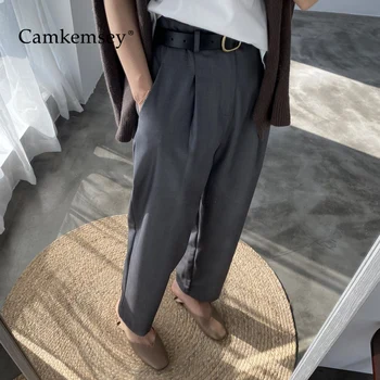 

CamKemsey Work Wear Office Lady Leisure Suit Pants 2020 Korean Casual Solid Spring High Waist Ankle Length Pants