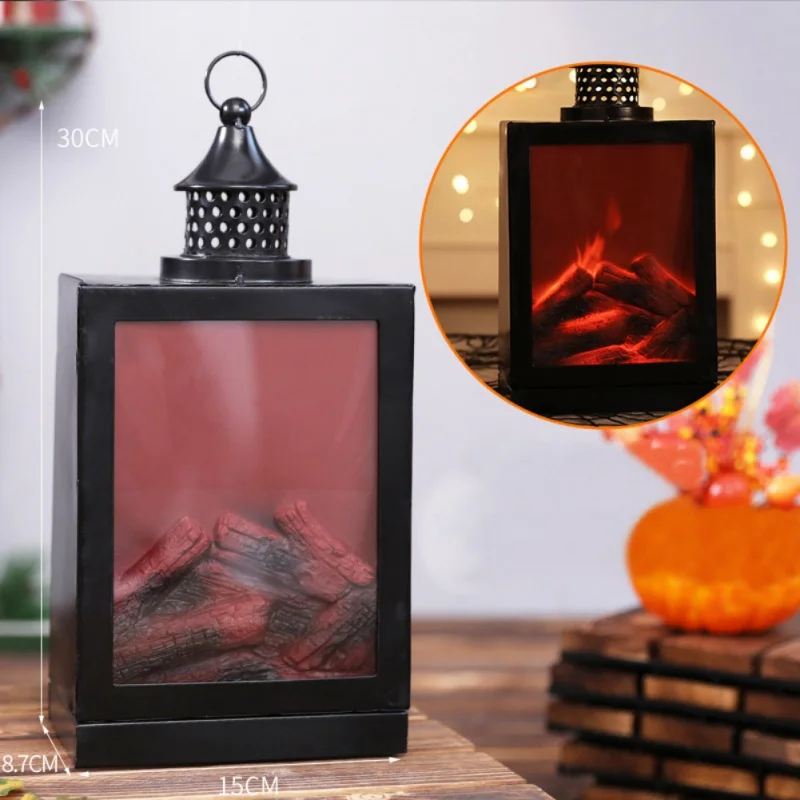 

Fireplace Lantern Battery LED Lamp Realistic Operated Vintage Style Decorative Flame Effect Valentine's Day gift Christmas Decor