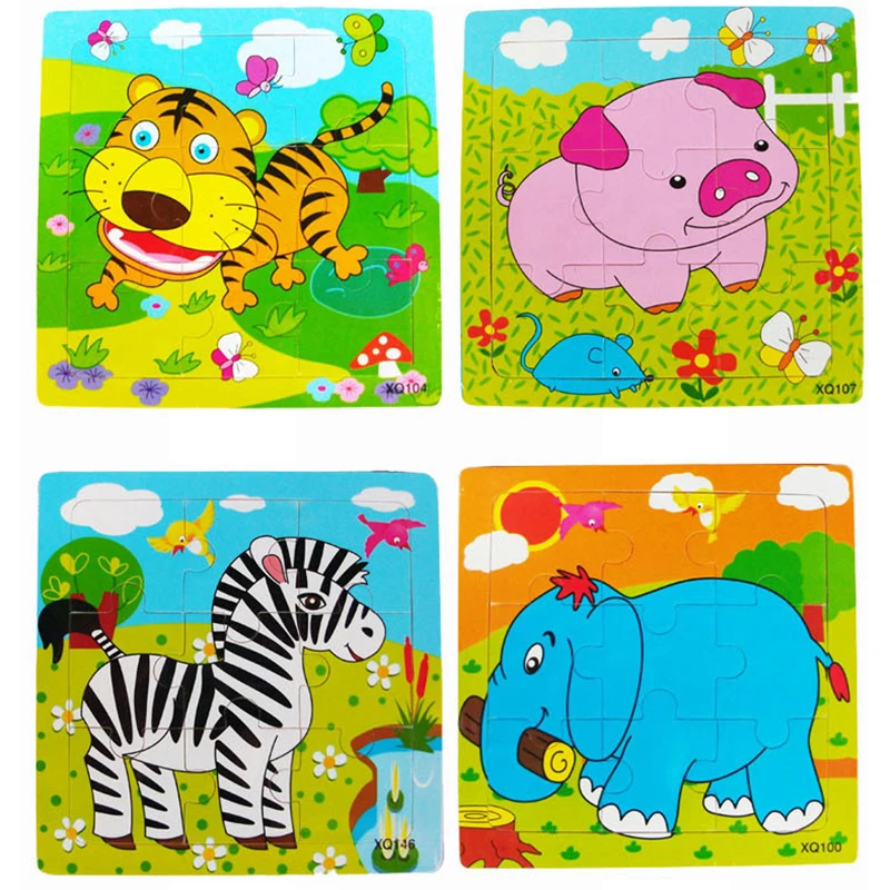 1 шт., Детские Игрушки для раннего образования, познавательное образование, Деревянные маленькие игрушки-головоломки, 1-3 Мультяшные животные, отправленные случайным образом