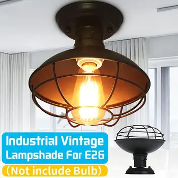 

E26 UL Standard Socket Retro Ceiling Light Cover And Shade With Iron Net Living Room Bedroom Corridor Aisle Ceiling Lamp No Bulb