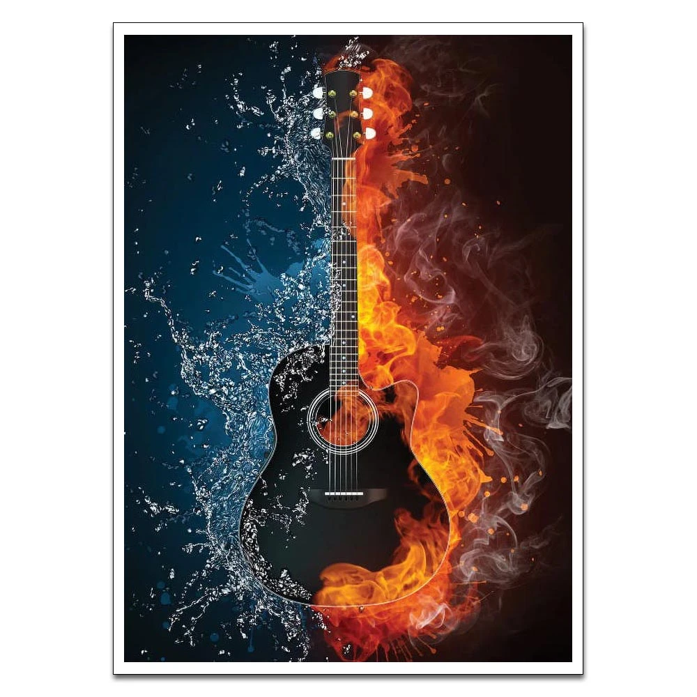 Pinturas de lienzo de fuego y agua para acústica, carteles artísticos de pared impresiones, imagen nórdica sala de estar, sin marco|Pintura caligrafía| - AliExpress