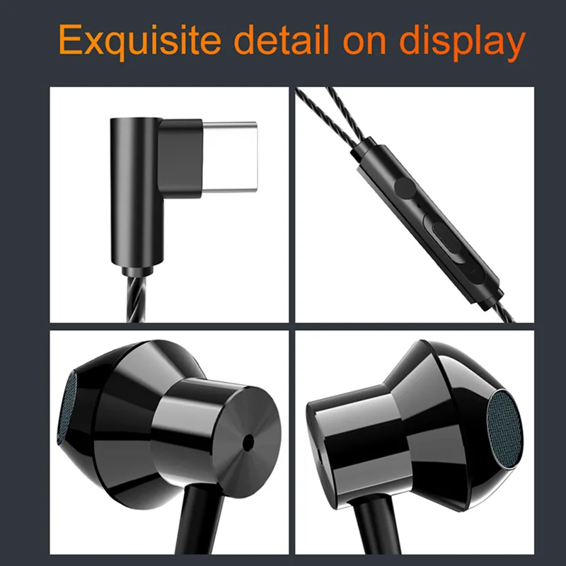 5pcs lot Wired Type C Earphone Usb C Sport Music In Ear Headset with Mic Volume Control Gamer Headphone 3 5mm Earbud for phone