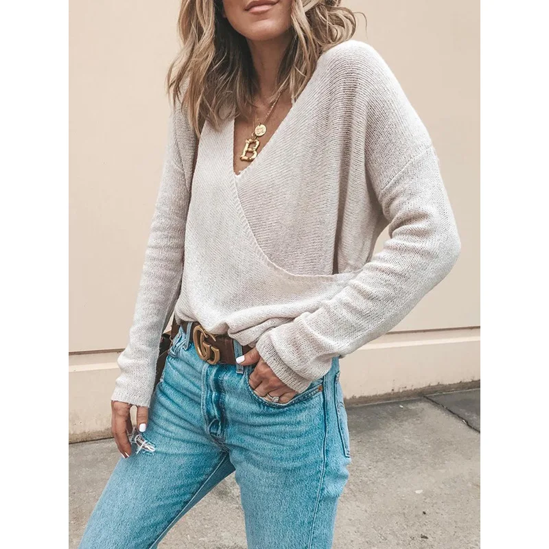 

2020 Autumn Women's New Oversize Slim Clothing Causal V-Neck OL Commute Shirt