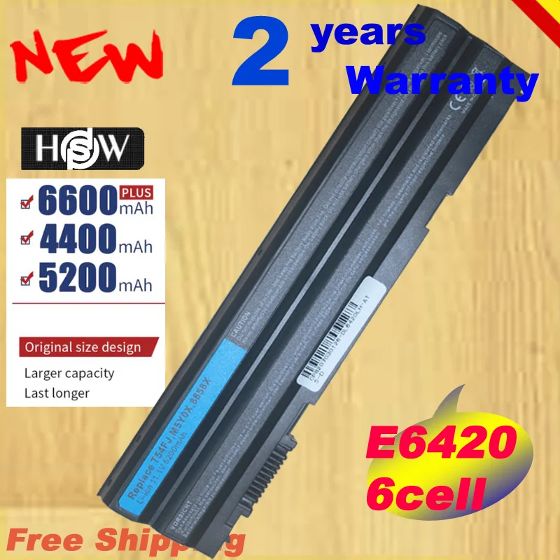 [Специальная цена] 6 ячеек 5200 мАч T54FJ M5Y0X Аккумулятор для Dell Latitude E5420 E5520 E6420 E6430 8858X