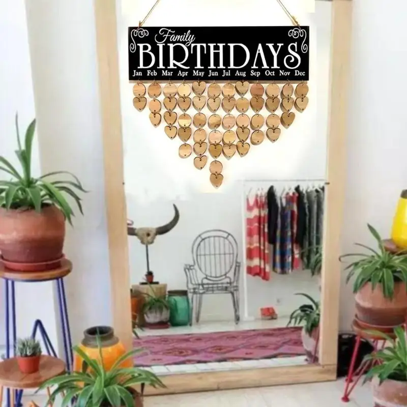 Деревянный Календарь семейный декоративный список день рождения напоминание украшение дома
