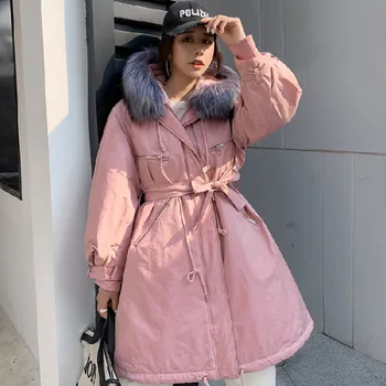 

2019 Winter Jacket Women Outerwear Parka Faux Hooded Button Coat Long Solid Jackets Pocket Coats Women Parkas Long Overcoat