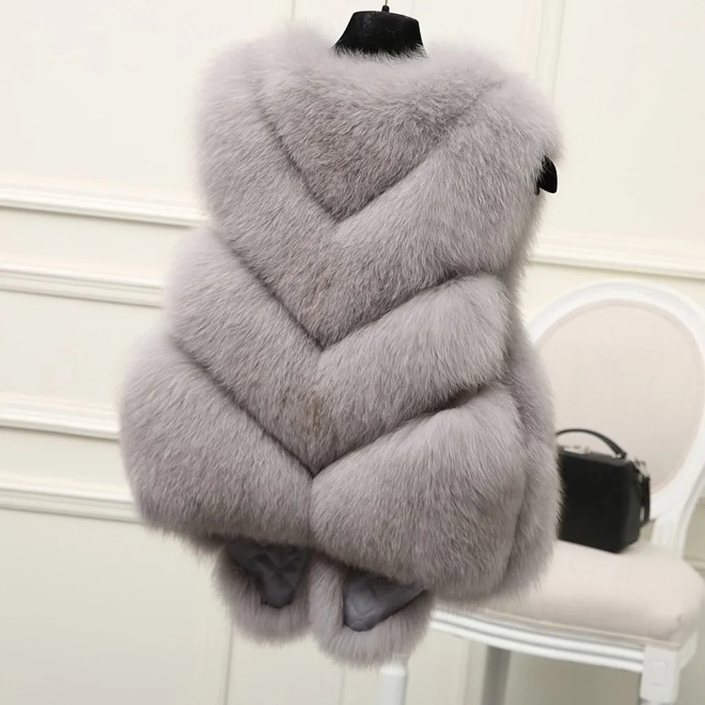 Женский зимний жилет размера плюс colete feminino inverno, теплый жилет из искусственного меха d91004