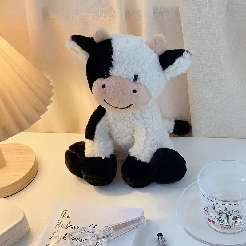 23cm Cute Sitting Milk Cow Cartoon Plush Toy New Design Lifelike Cattle Plushie Doll Kawaii Room Decor Stuffed Toys For Children