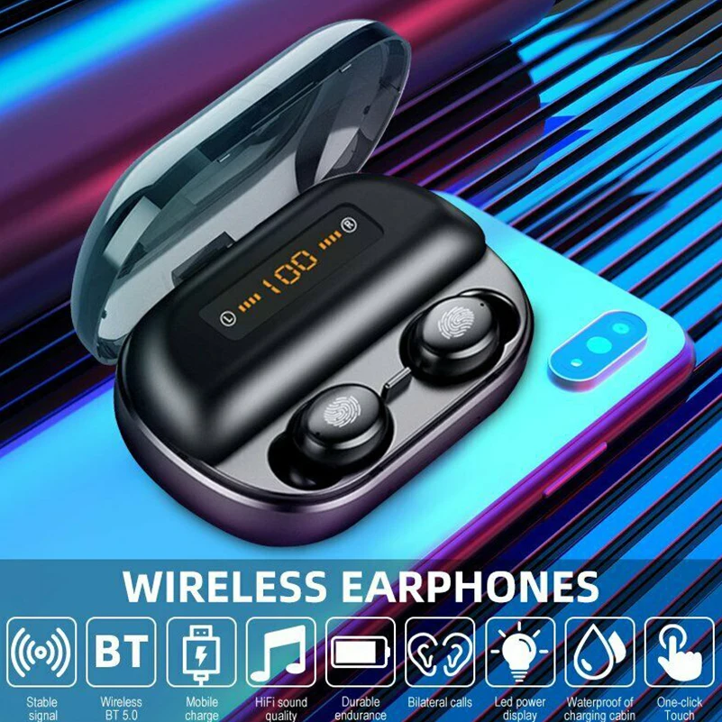 GZDL TWS Bluetooth наушники 4000 мАч светодиодный дисплей беспроводной Bluetooth V5.0 наушники 9D стерео водонепроницаемые наушники V11