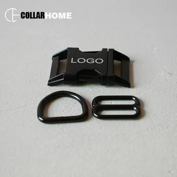 

50 sets engrave logo ID metal belt buckle 25mm webbing d-rings for DIY dog pet collar harness sewing accessories adjuster slider