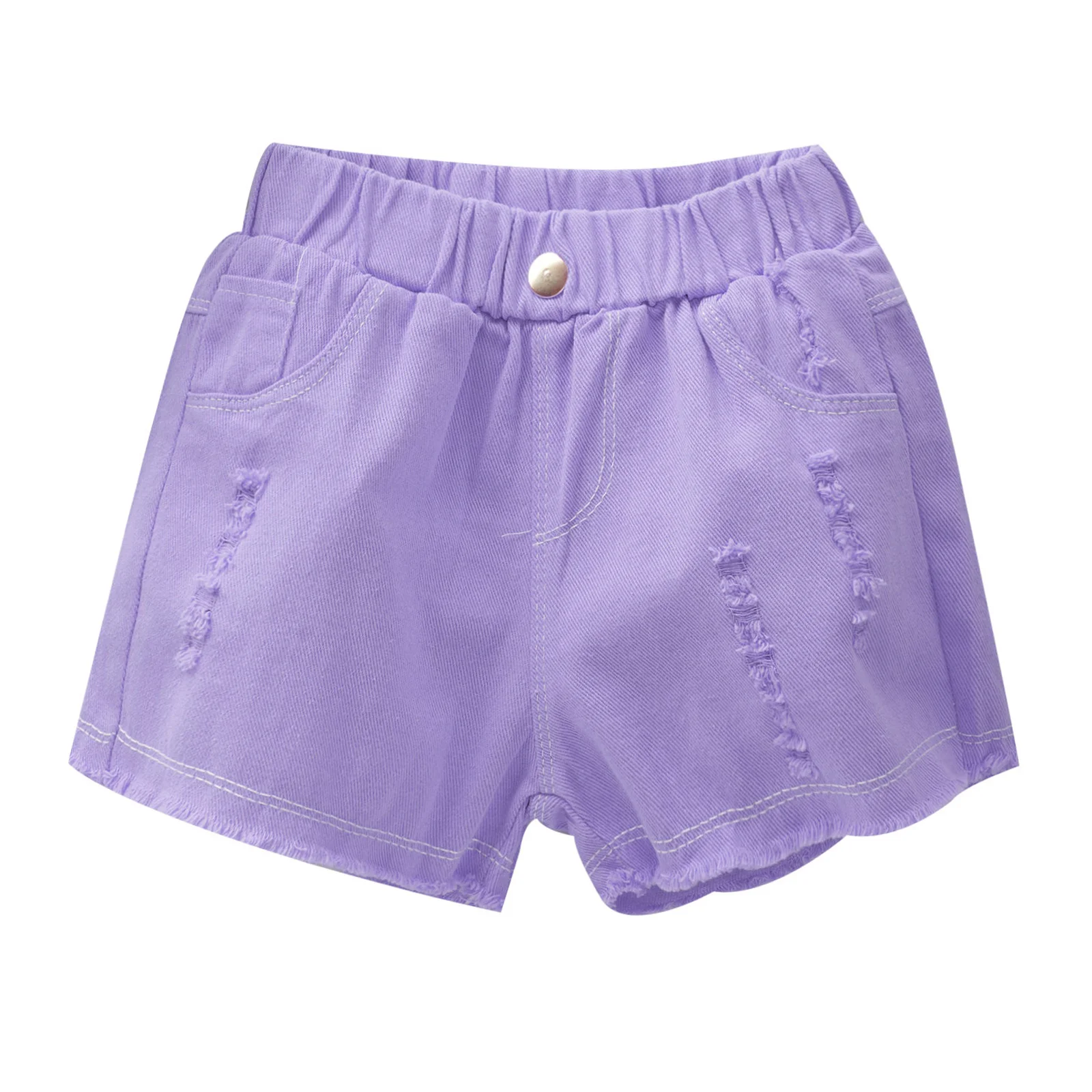 

5-14 Years Kids Pants Girls Jean Shorts Fashion Pure Color Ripped Denim Shorts 2021 Summer New Children Clothing Street Wear