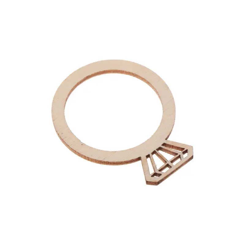 

Drop Shipping 10pcs Ring Shape Laser Cutting DIY Wooden Plaque Scrapbooking Handicraft Wedding Decor Confetti Slices