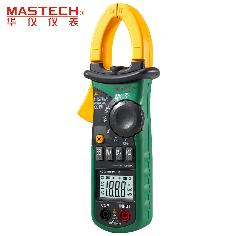 Mastech MS2008A цифровой AC клещи 600A Amper зажим мультиметр Подсветка удержания данных Диод Непрерывность тест