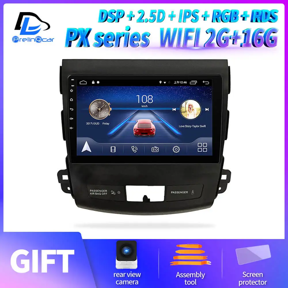 PX player 2G16G Prelingcar для Mitsubishi Outlander xl 2 peugeot 4007 автомобильный Радио Мультимедиа Видео плеер навигация gps Android 9,0 DSP приборная панель - Цвет: PX player 2G16G