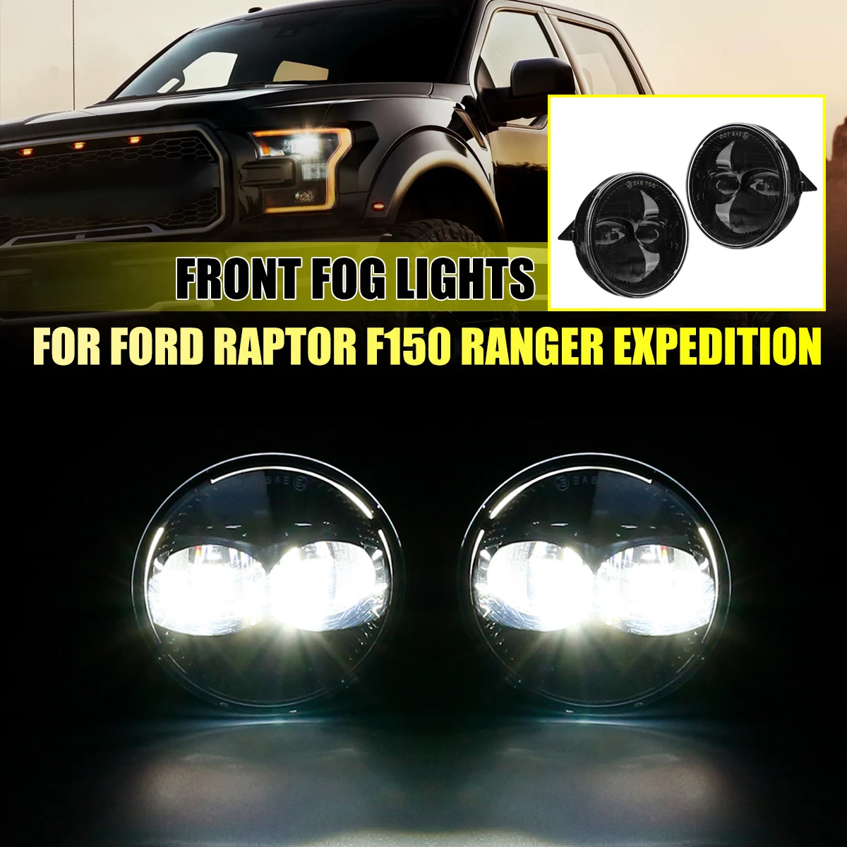

Fog Lights Set of 2 for Ford F150 2007 2008 2009-2014 Ranger Expedition Waterproof Bright LED Fog Driving Light Off Road Lights