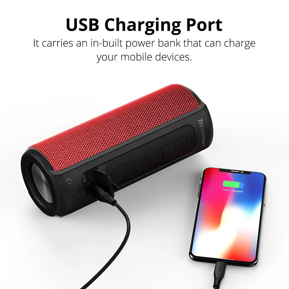 Беспроводная Bluetooth Колонка Tronsmart T6 Plus до 40 Вт водонепроницаемая IPX6 для IphoneX
