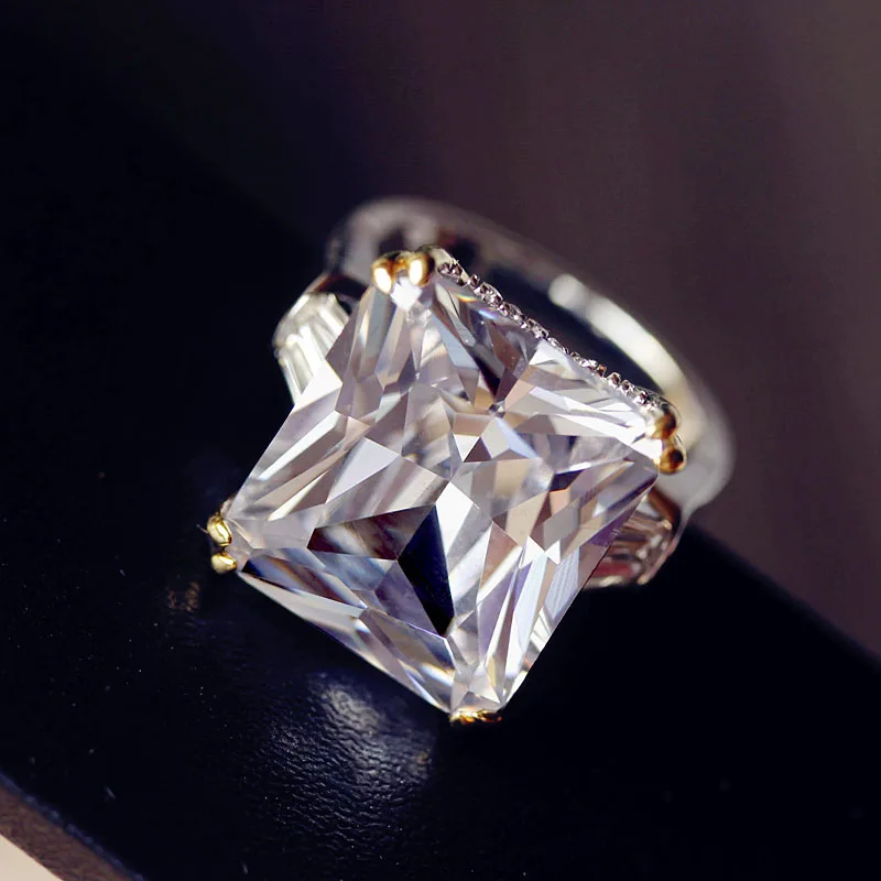 

Luxury Exquisite Jewelry Big Square Rings For Women Purple crystal Blue Green Birthstone Cocktail Party Ring Gifts Multicolor