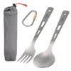 2/4pcs Titanium Tableware Camping Fork Spoon Cutter Chopsticks Ultra Light Outdoor Cutlery Set for Travel Backpacking Kitchen ► Photo 2/6