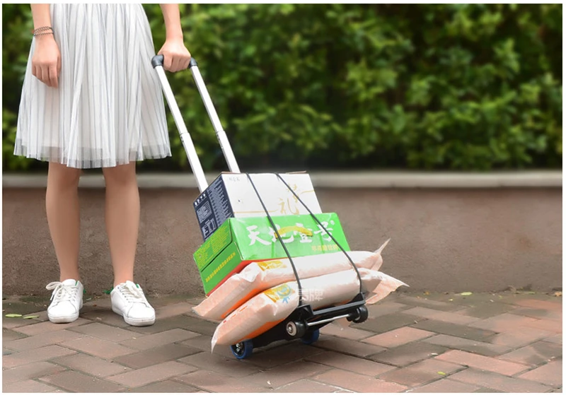 1.3kg Mini Folding Portable Trolley Rolling Shopping carts and luggage carts for the elderly and women Family Travel shopping