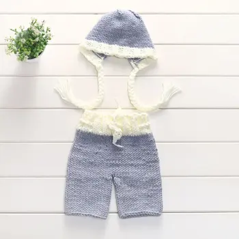 

XDT-350 Baby Photography Costume Props Crochet Wool Outfits Pants Hat Set for Boys Girls Studio Photography Accessories