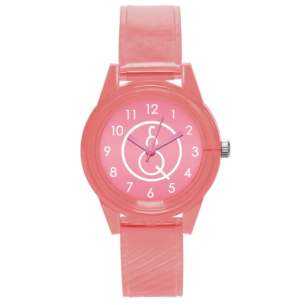 pink Милые детские часы мультфильм ремни из ПВХ детские часы девочки мальчик розовый Reloj Enfant Ceasuir ученик платье Saats - Цвет: pink