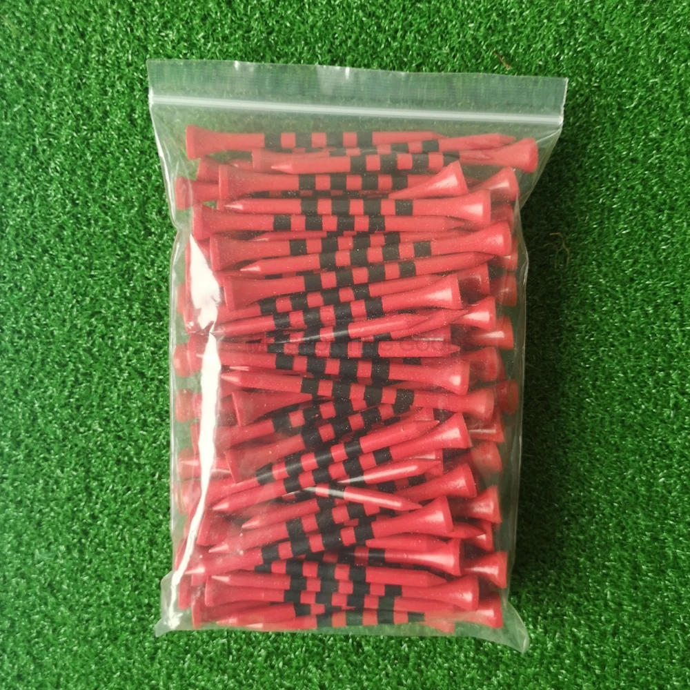 100pcs/Bag Bamboo Golf Tees Wite Red With Black Stripe Mark Scale 70mm 83mm Golf Accesories 2 size New Colorfull Golf Ball Tee 8