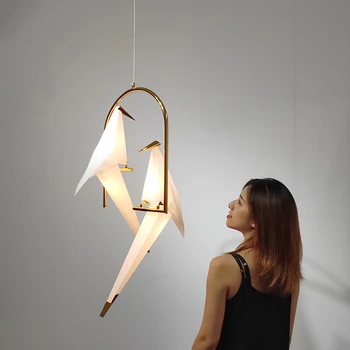 

Modern Creative Bird LED Pendant Lights Origami Crane Home Decor Pendant Lamp Bedroom Living Room Dining Kitchen Light Fixtures