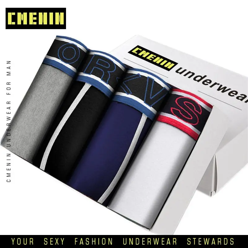 

4pc/lot Shorts Mens Underwear Brand Boxer Male Panties Soft Boxers Solid Boxershort Men's Underpants Cotton Cueca Fashion OR93