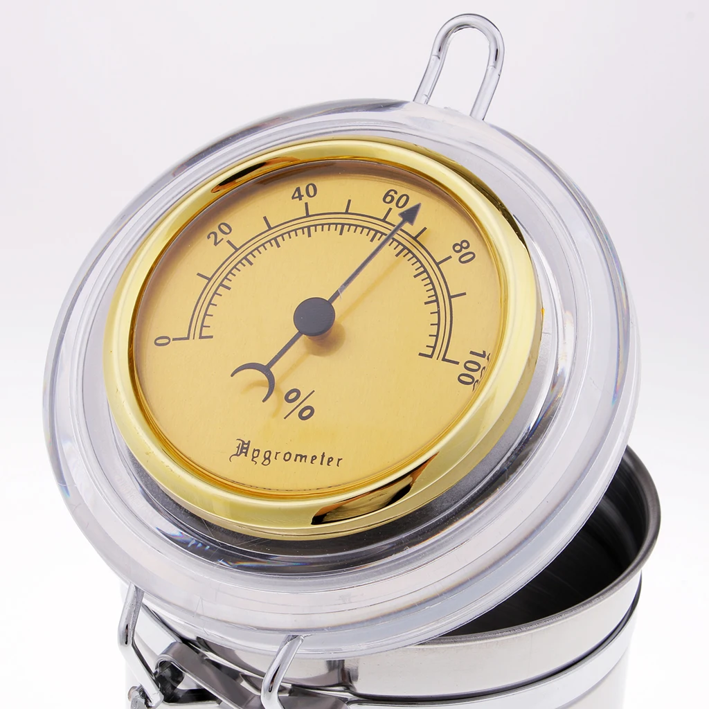 Cigar Humidor Jar with Humidifier and Hygrometer - Hold Multiple Cigars  - Airtight Stainless Steel Case
