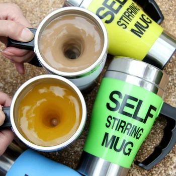 

350ml Self Stirring Mug Electric Stainless Steel Lazy Auto Self Stirring Milk Coffee Mug Mixing Cup with Handgrip for Gifts