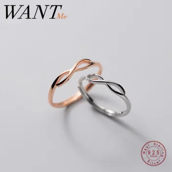 

WANTME Genuine 925 Sterling Silver Simple Hollow Cross Opening Finger Ring for Women Fashion Infinite Charm Jewelry Ring Gift