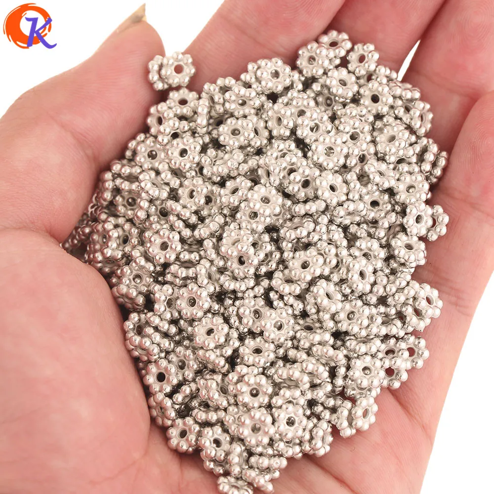 Cordial Design 6MM 2000Pcs/Lot Acrylic Beads/Earring Findings/Flower Shape/Silver UV Plating/Hand Made/Beads Jewelry Accessories