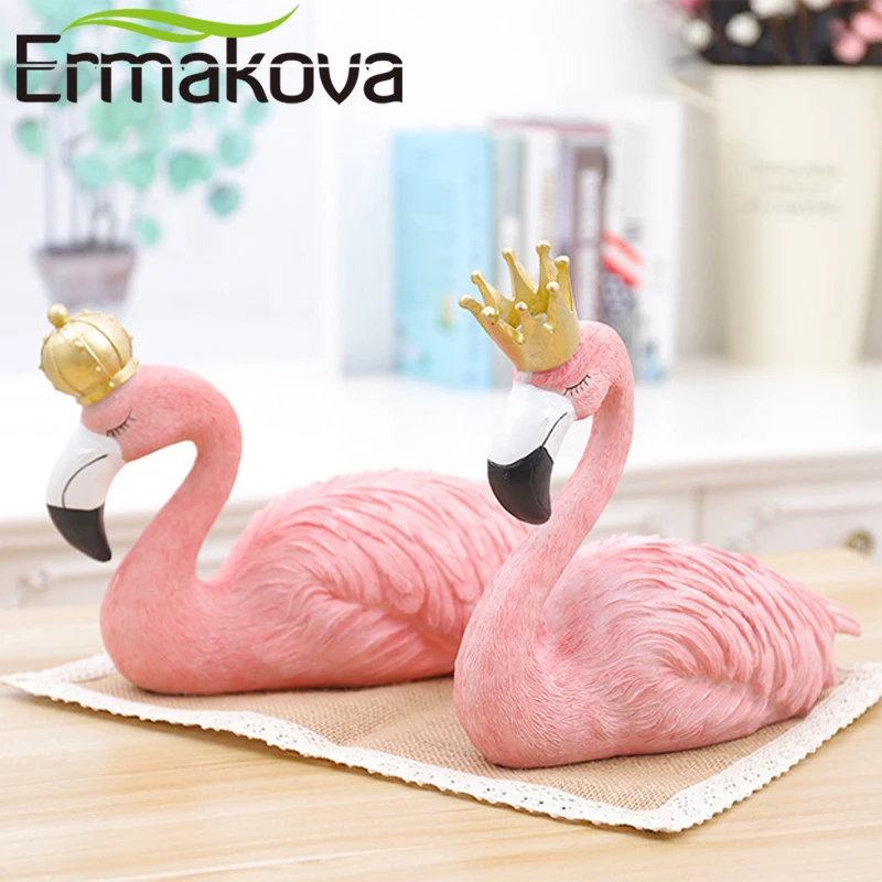 ERMAKOVA 2 шт./пара смолы пара Фламинго фигурка поделка статуя офисном декор