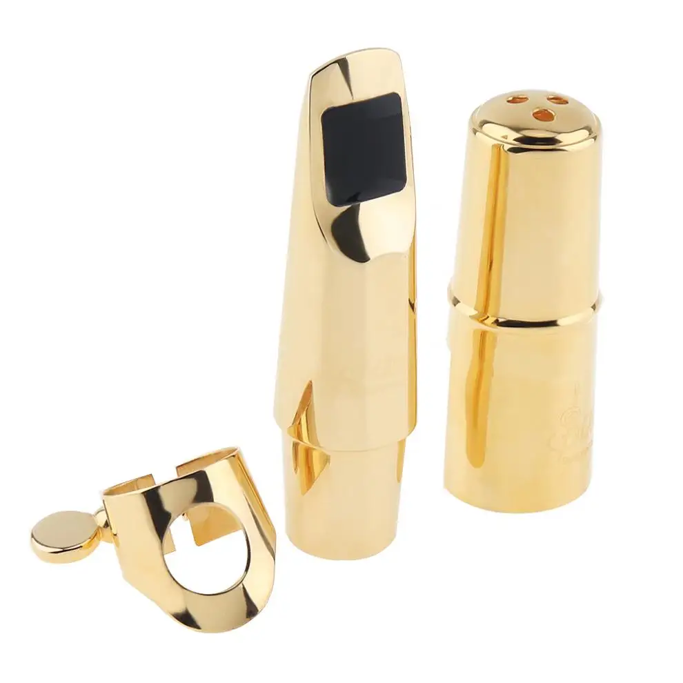 Soprano Saxophone Mouthpiece Gold Plated Sax Mouth Size 5C 6C 7C 8C for Classical Jazz Music with 2 Mouthpiece Cushions Hot